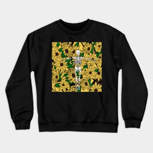 Skeleton in sunflower garden Crewneck Sweatshirt